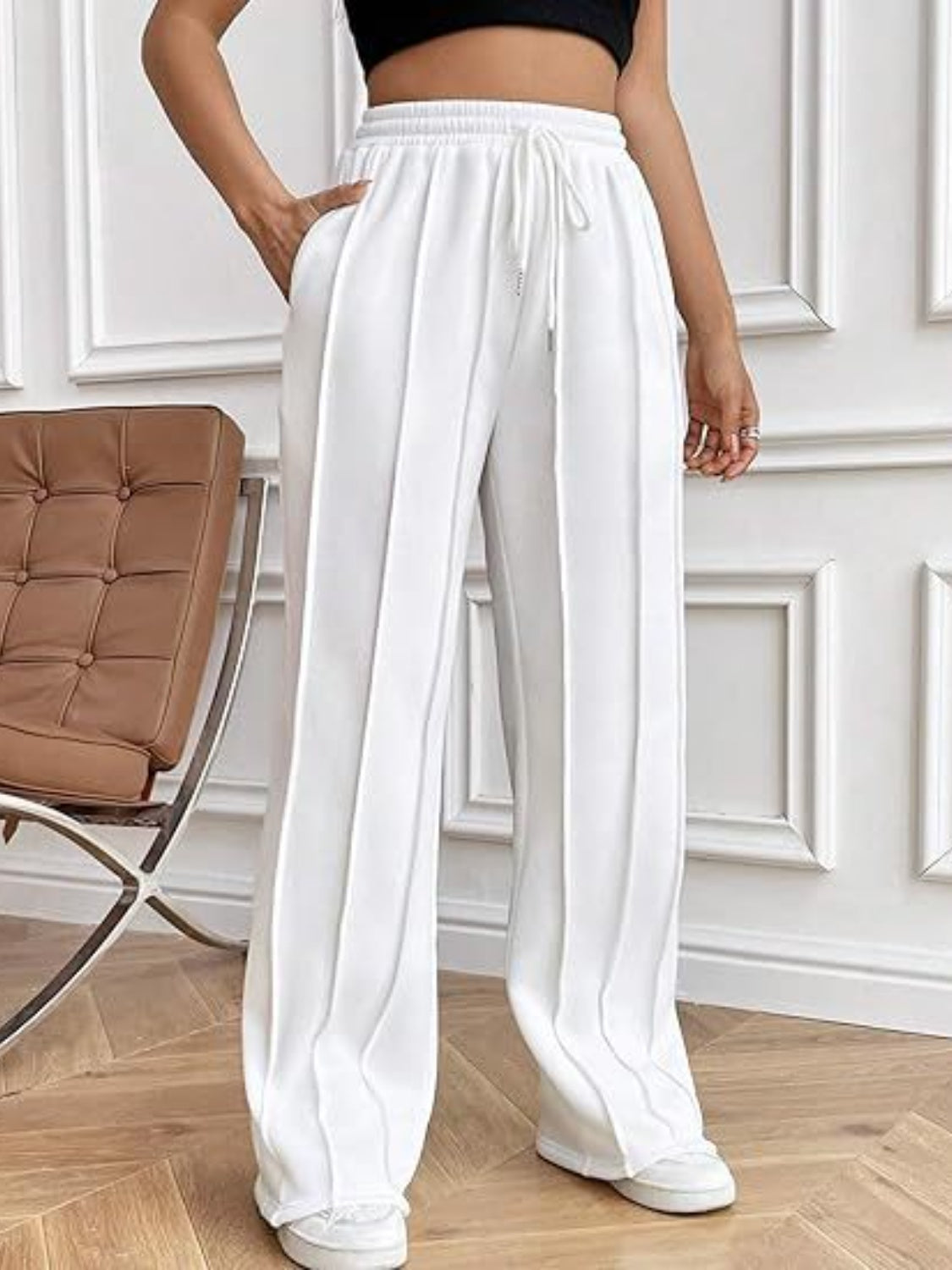 Drawstring Wide Leg Pants