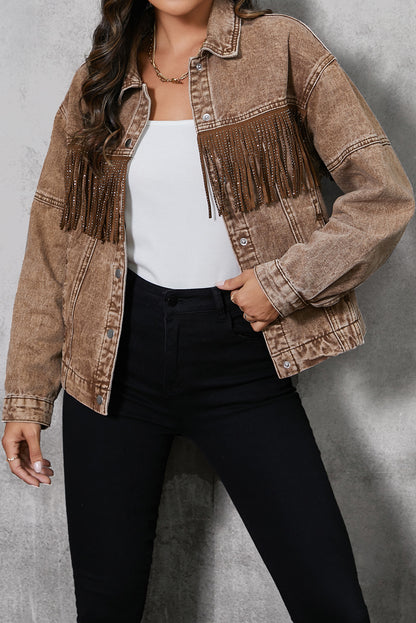 Fringe Trim Denim Jacket