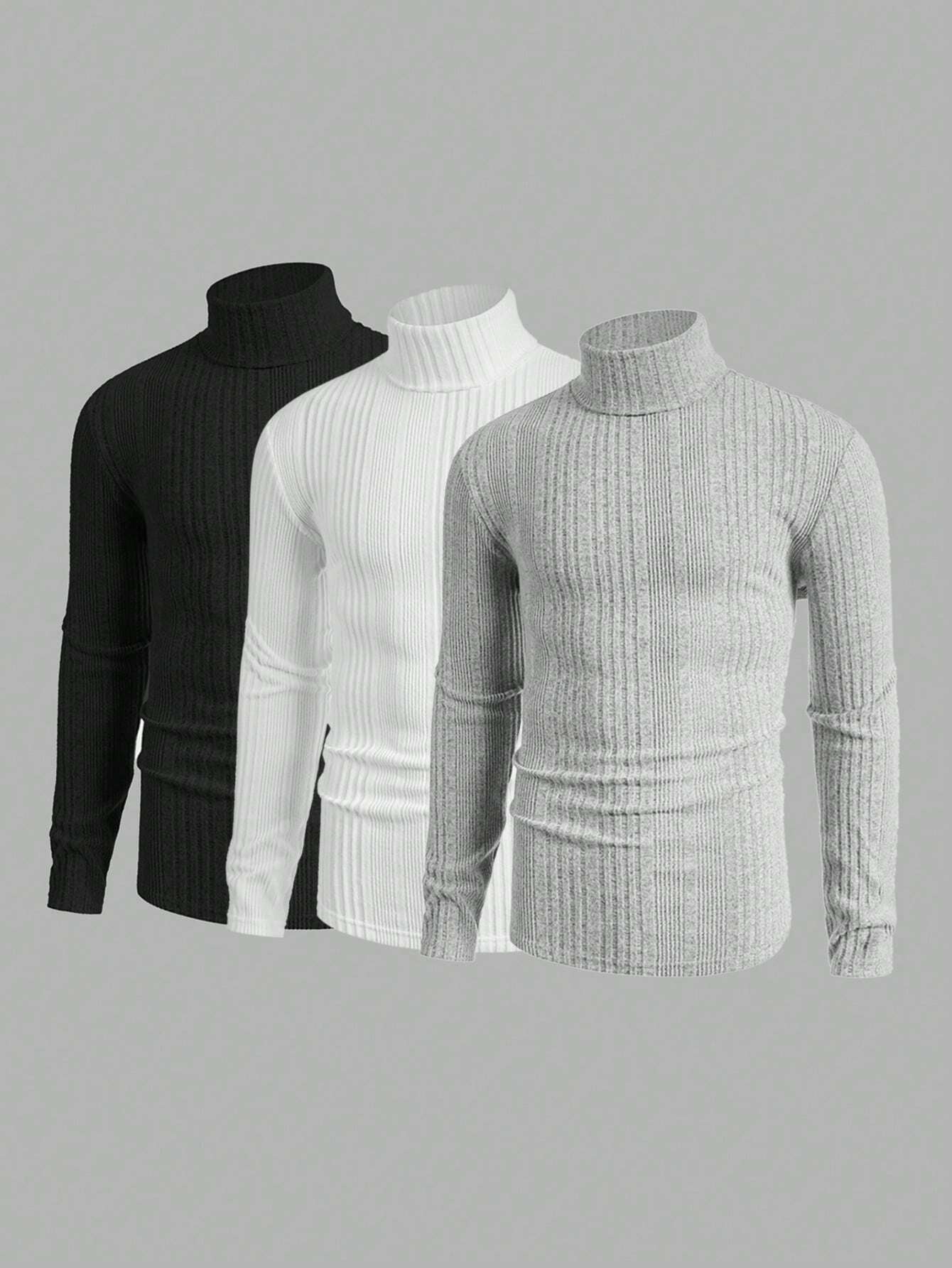 High Neck Ribbed Tee Triplet