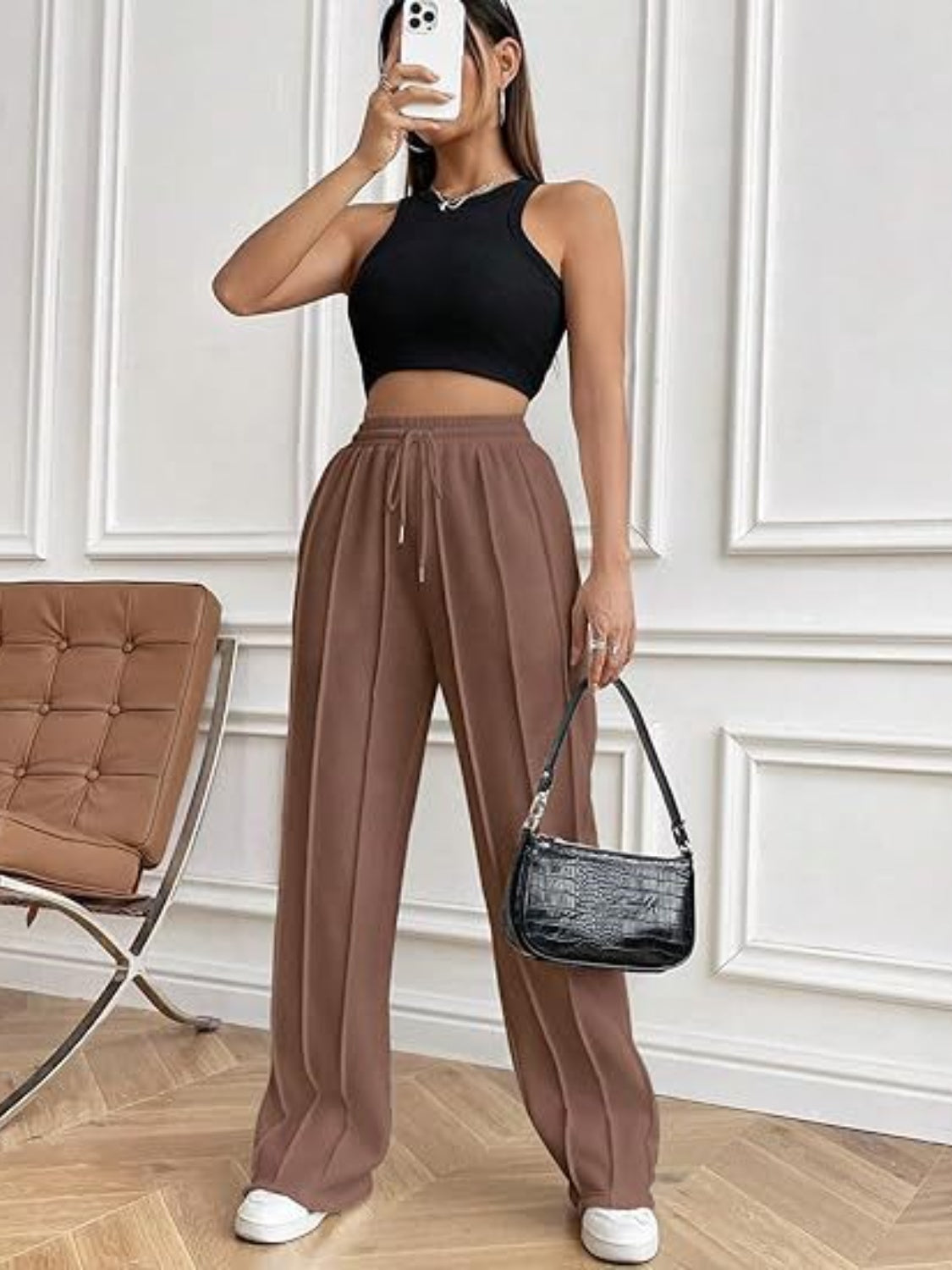 Drawstring Wide Leg Pants