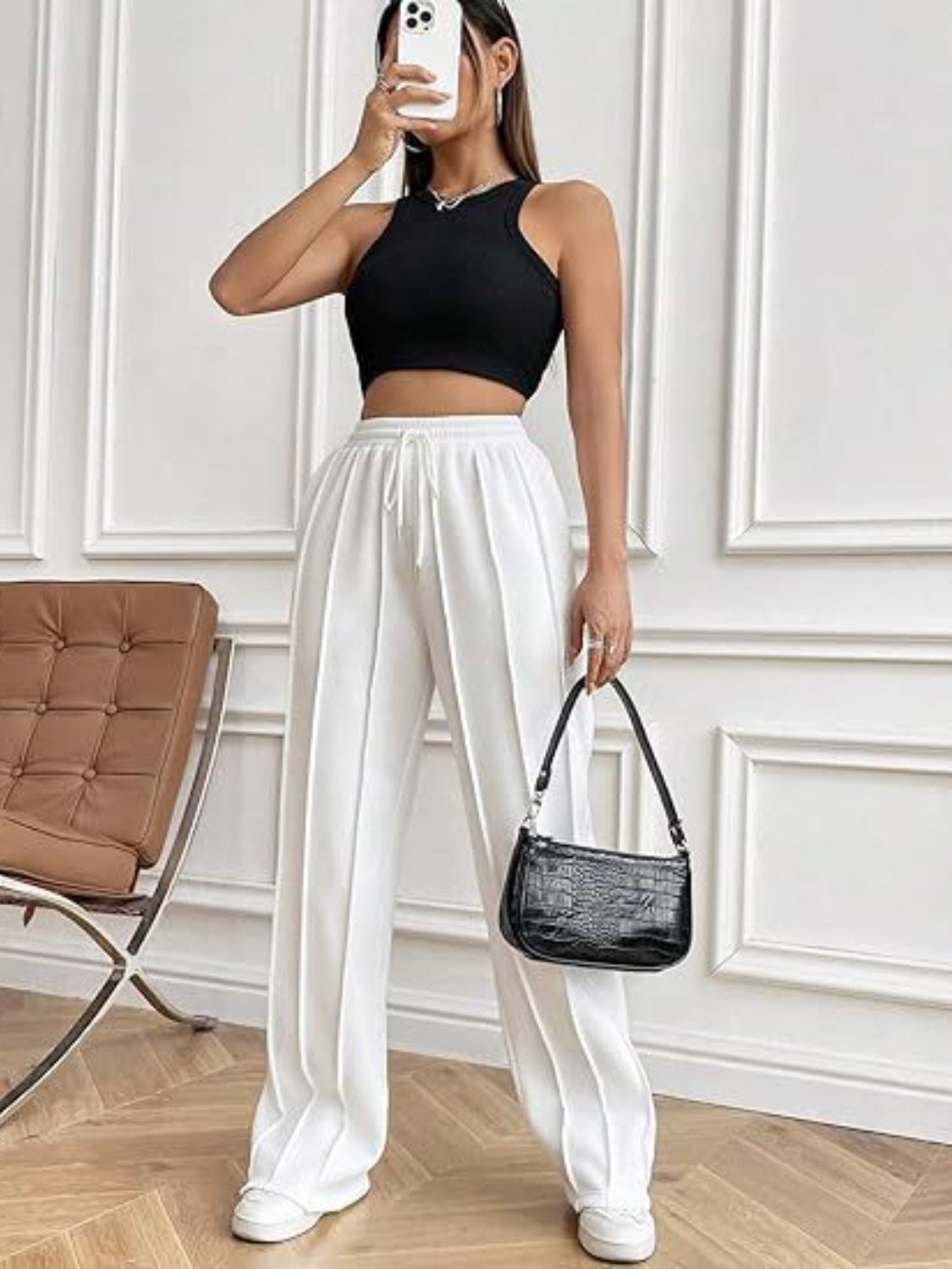 Drawstring Wide Leg Pants