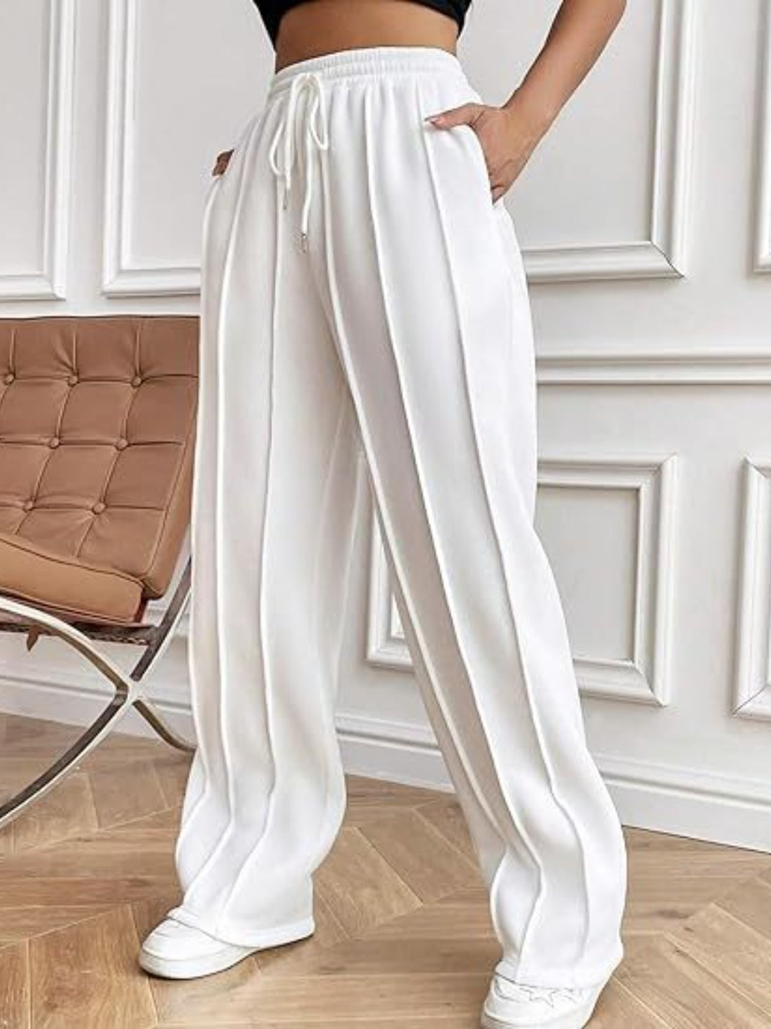 Drawstring Wide Leg Pants