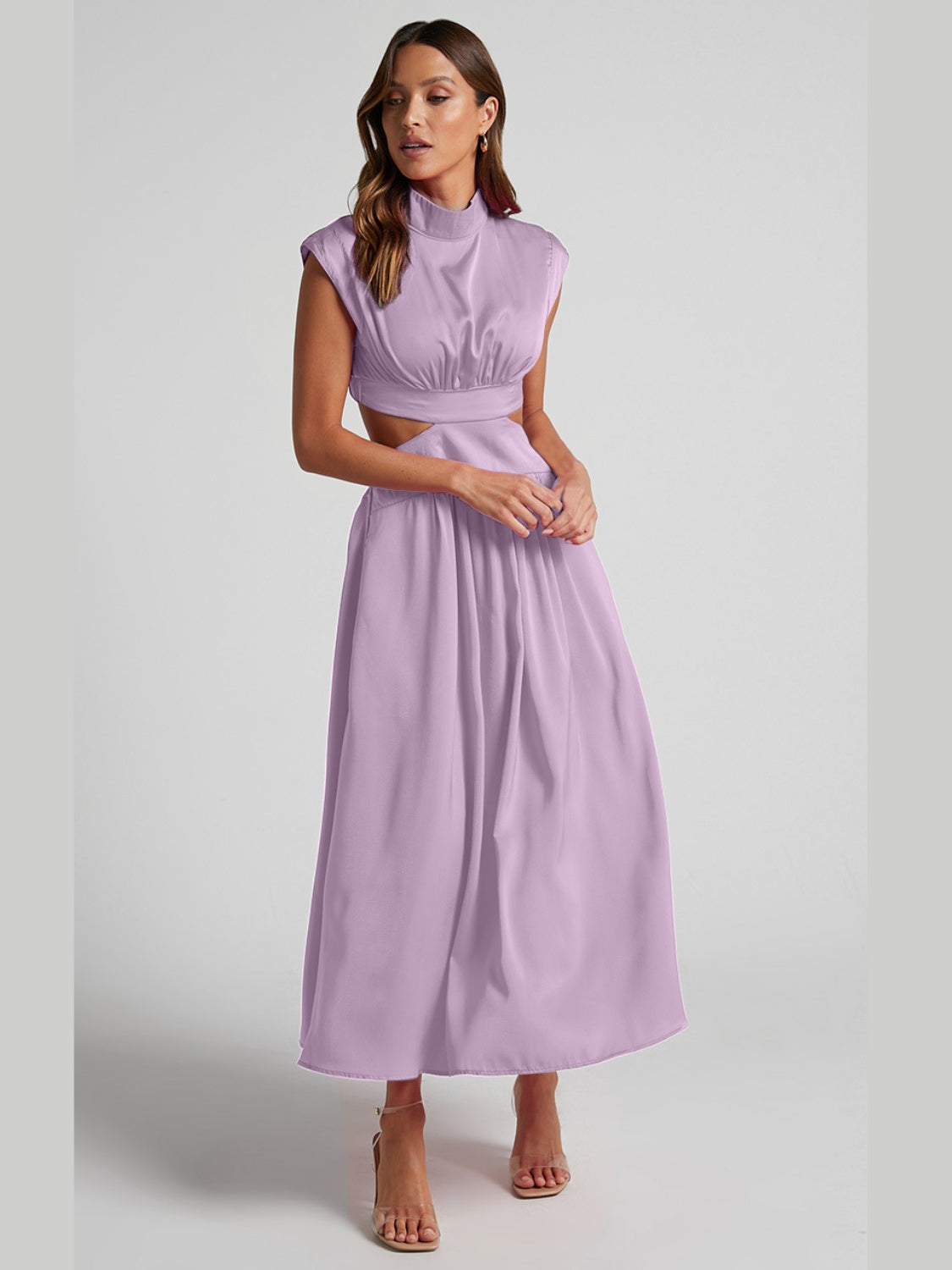 Cutout Cap Sleeve Ruched Dress