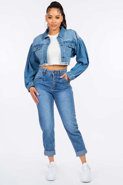 High Waist Pleated Jeans