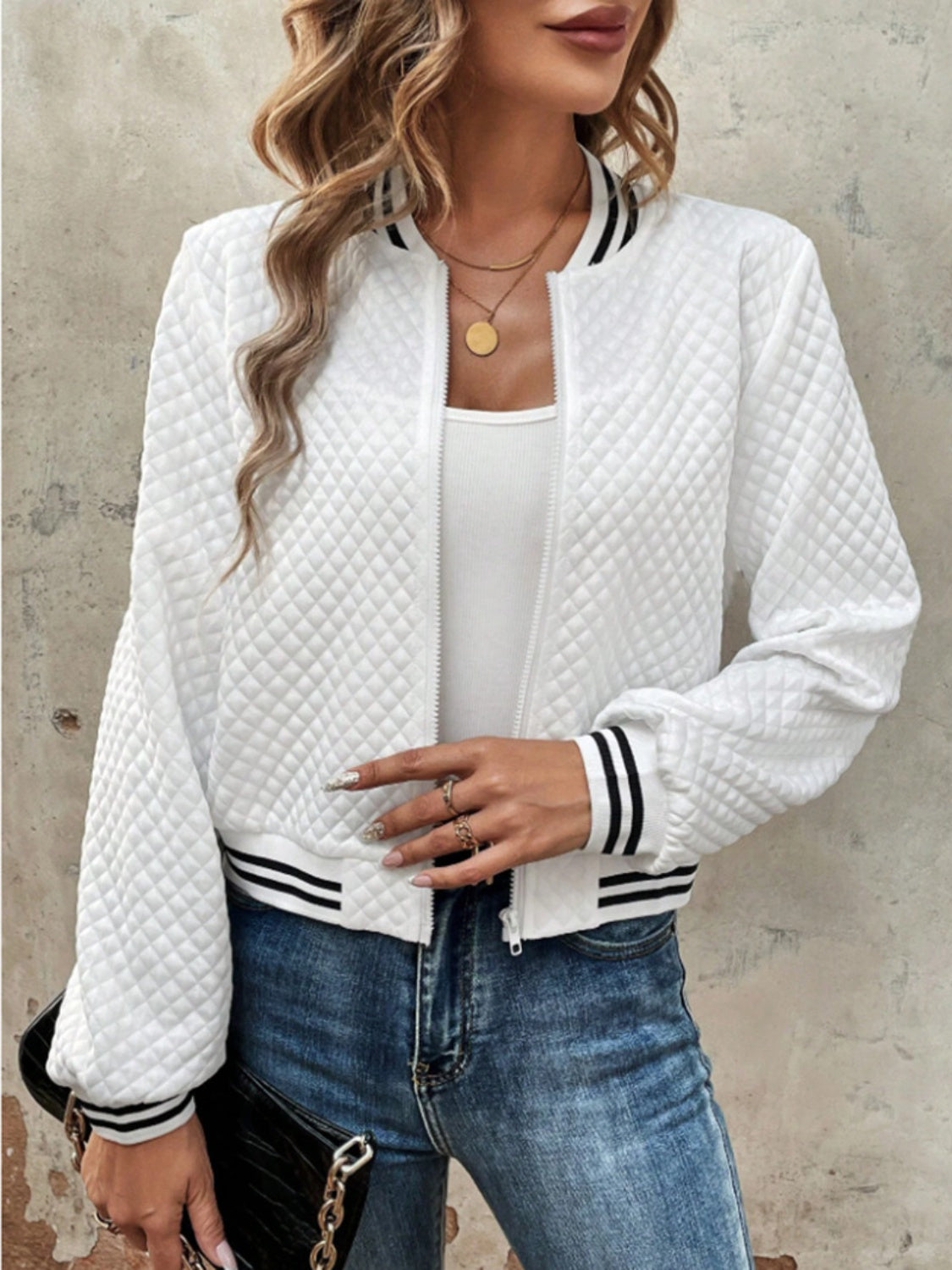 Stripe Cuff Long Sleeve Jacket