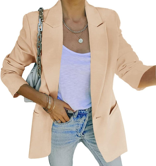 Womens Khaki Open Front Blazer