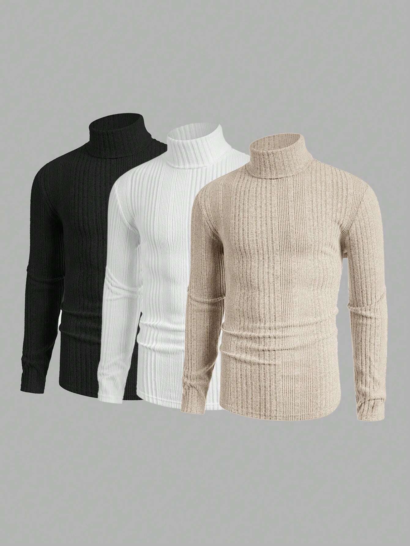 High Neck Ribbed Tee Triplet