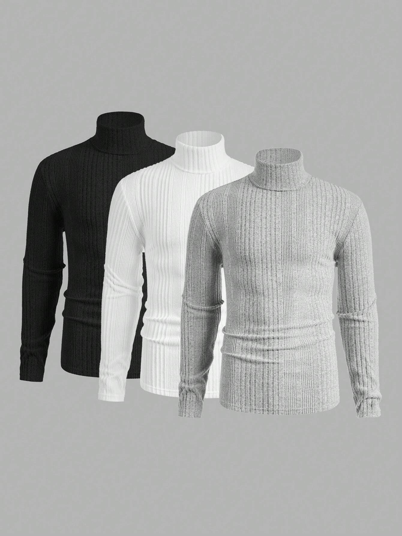 High Neck Ribbed Tee Triplet