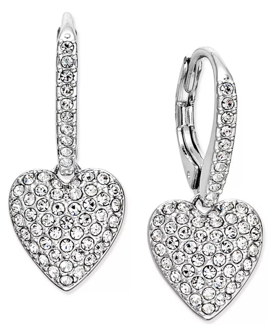 Pavé Heart Drop Earrings