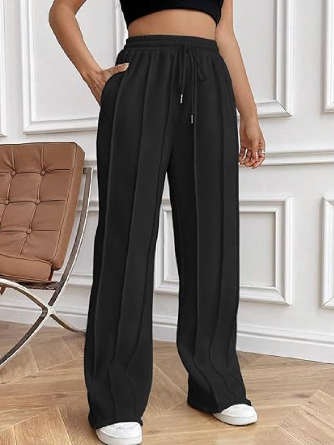 Drawstring Wide Leg Pants