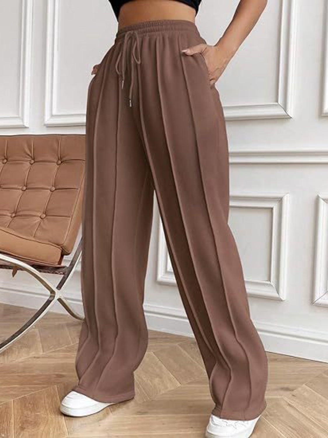 Drawstring Wide Leg Pants