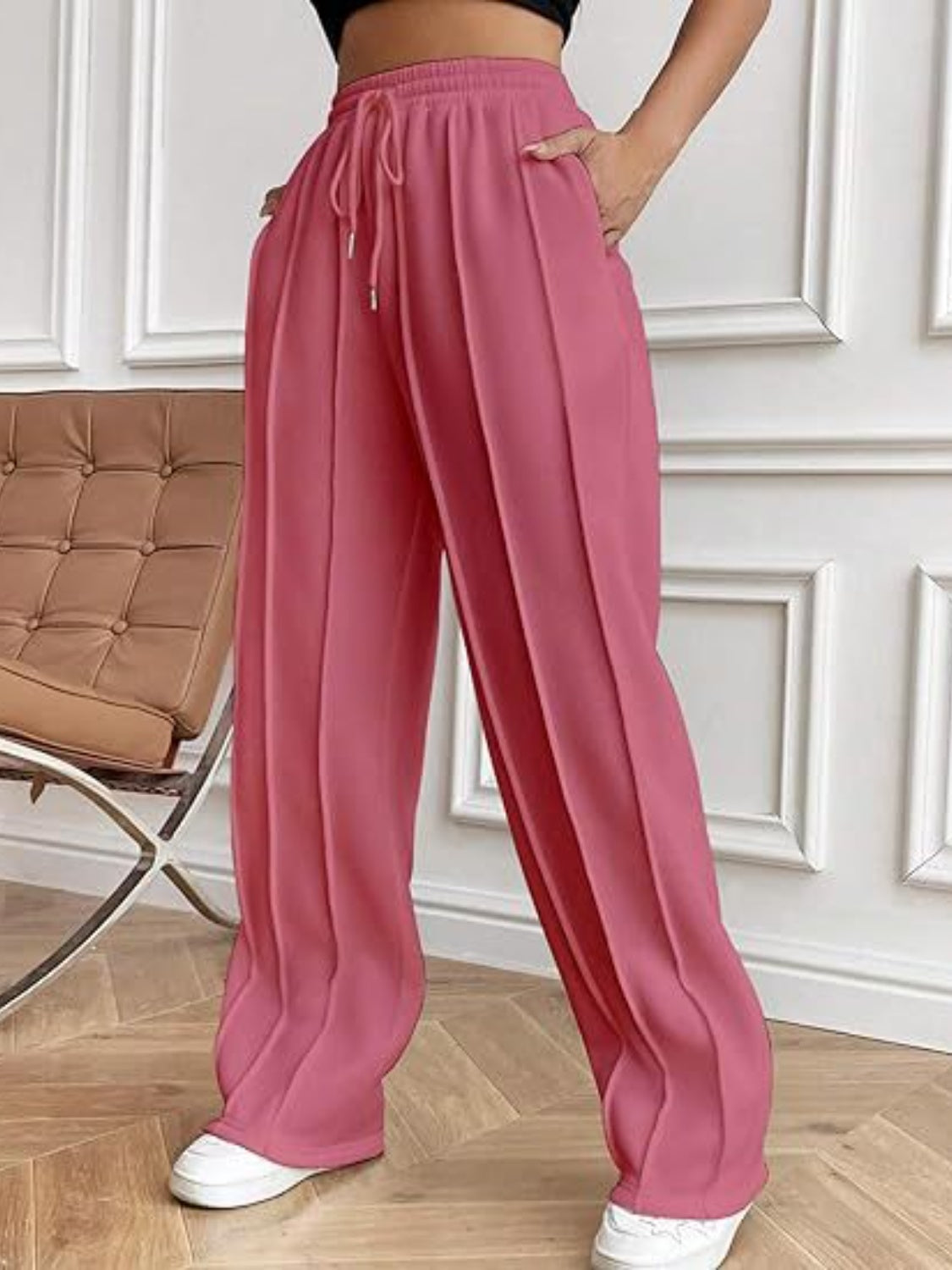 Drawstring Wide Leg Pants