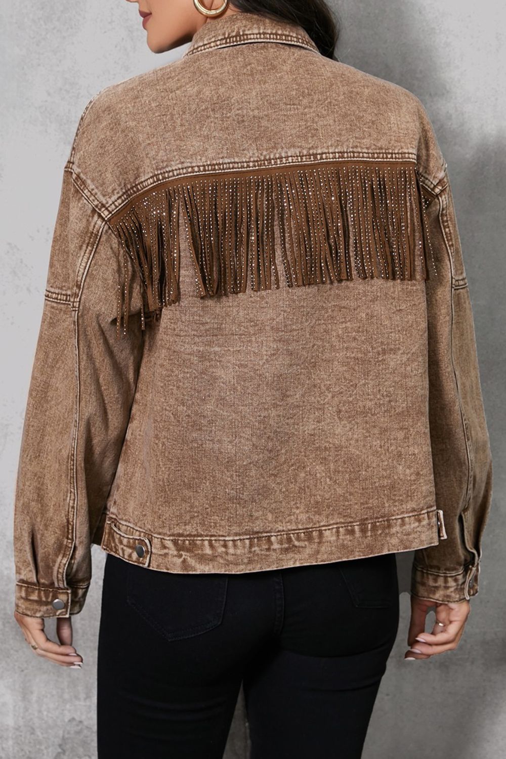 Fringe Trim Denim Jacket