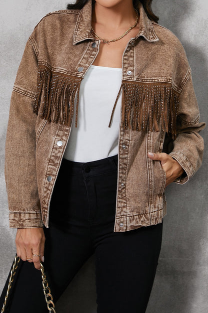 Fringe Trim Denim Jacket